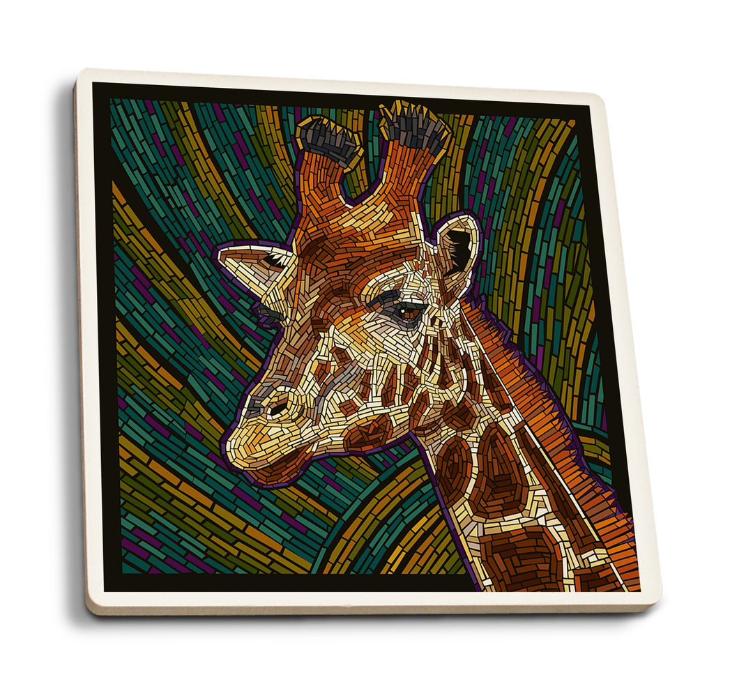 Giraffe, Paper Mosaic, Lantern Press Artwork, Coaster Set Coasters Lantern Press 