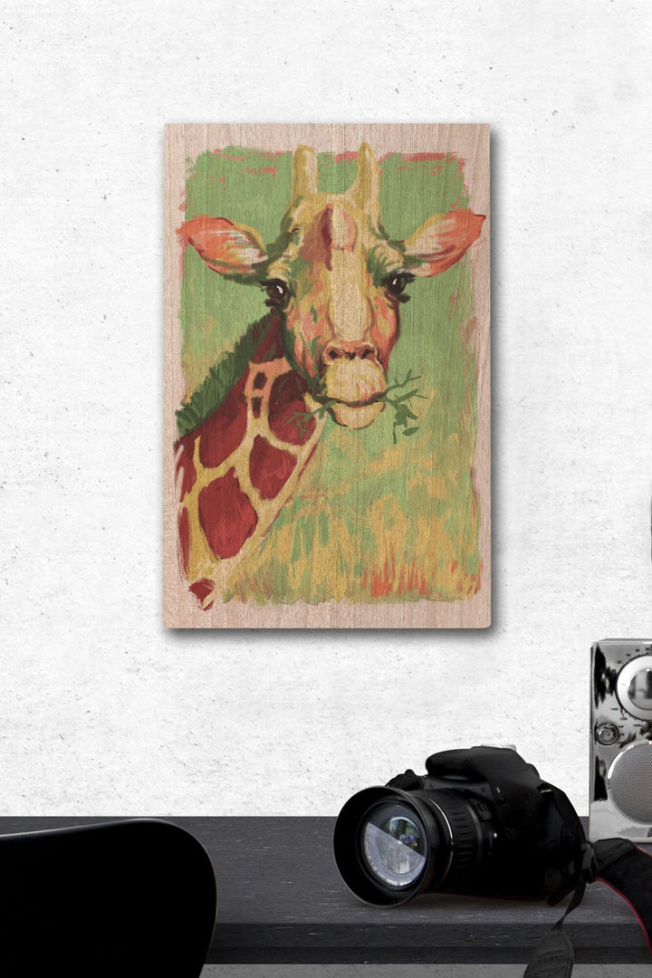 Giraffe, Vivid, Lantern Press Artwork, Wood Signs and Postcards Wood Lantern Press 12 x 18 Wood Gallery Print 