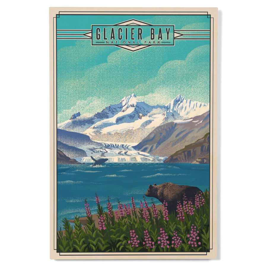 Glacier Bay National Park, Alaska, Lithograph National Park Series, Lantern Press Artwork, Wood Signs and Postcards Wood Lantern Press 