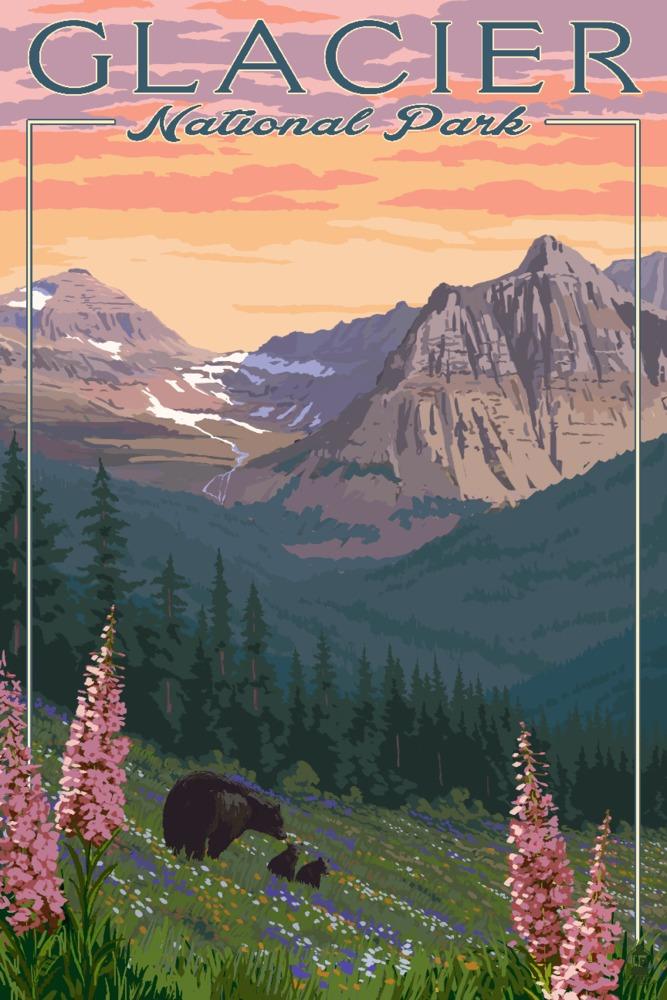 National Parks of Montana - 2 Poster Set with - Glacier National Park & Yellowstone National Park, Signed by hotsell the Artist.