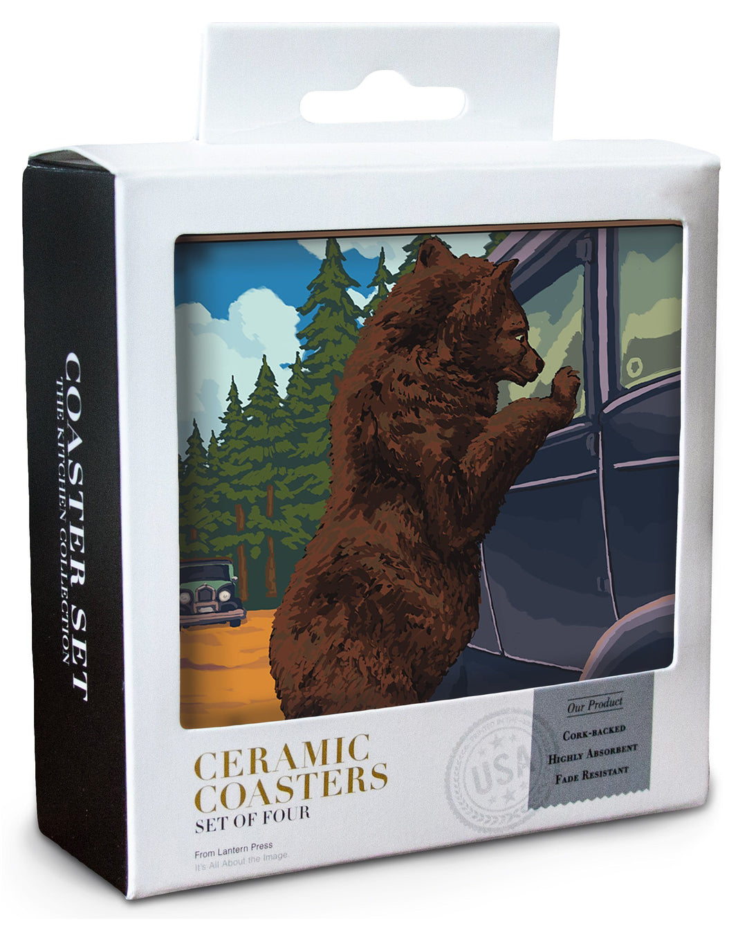 Glacier National Park, Montana, Don't Feed the Bears, Lantern Press Artwork, Coaster Set Coasters Lantern Press 