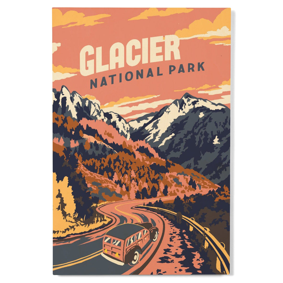 Glacier National Park, Montana, Explorer Series, Lantern Press Artwork, Wood Signs and Postcards Wood Lantern Press 