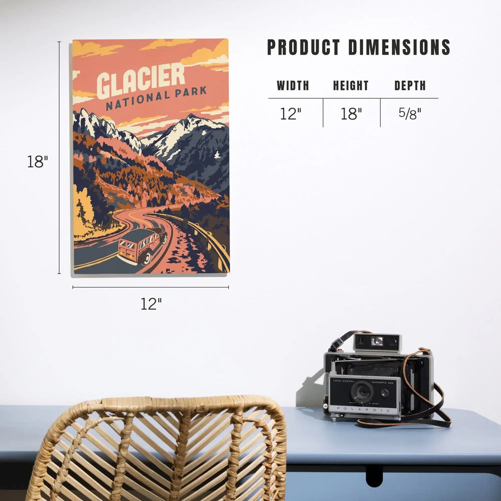 Glacier National Park, Montana, Explorer Series, Lantern Press Artwork, Wood Signs and Postcards - Lantern Press