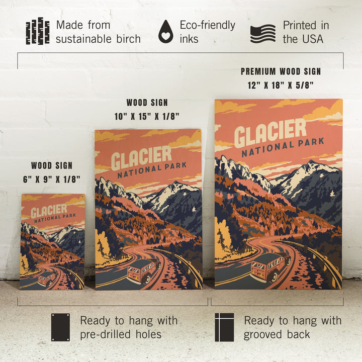 Glacier National Park, Montana, Explorer Series, Lantern Press Artwork, Wood Signs and Postcards Wood Lantern Press 