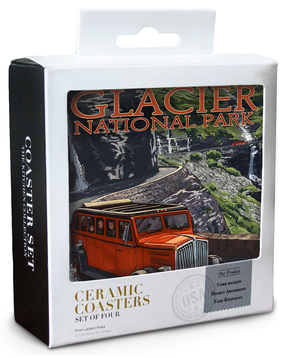 Glacier National Park, Montana, Going-To-The-Sun Road, Lantern Press Artwork, Coaster Set Coasters Lantern Press 
