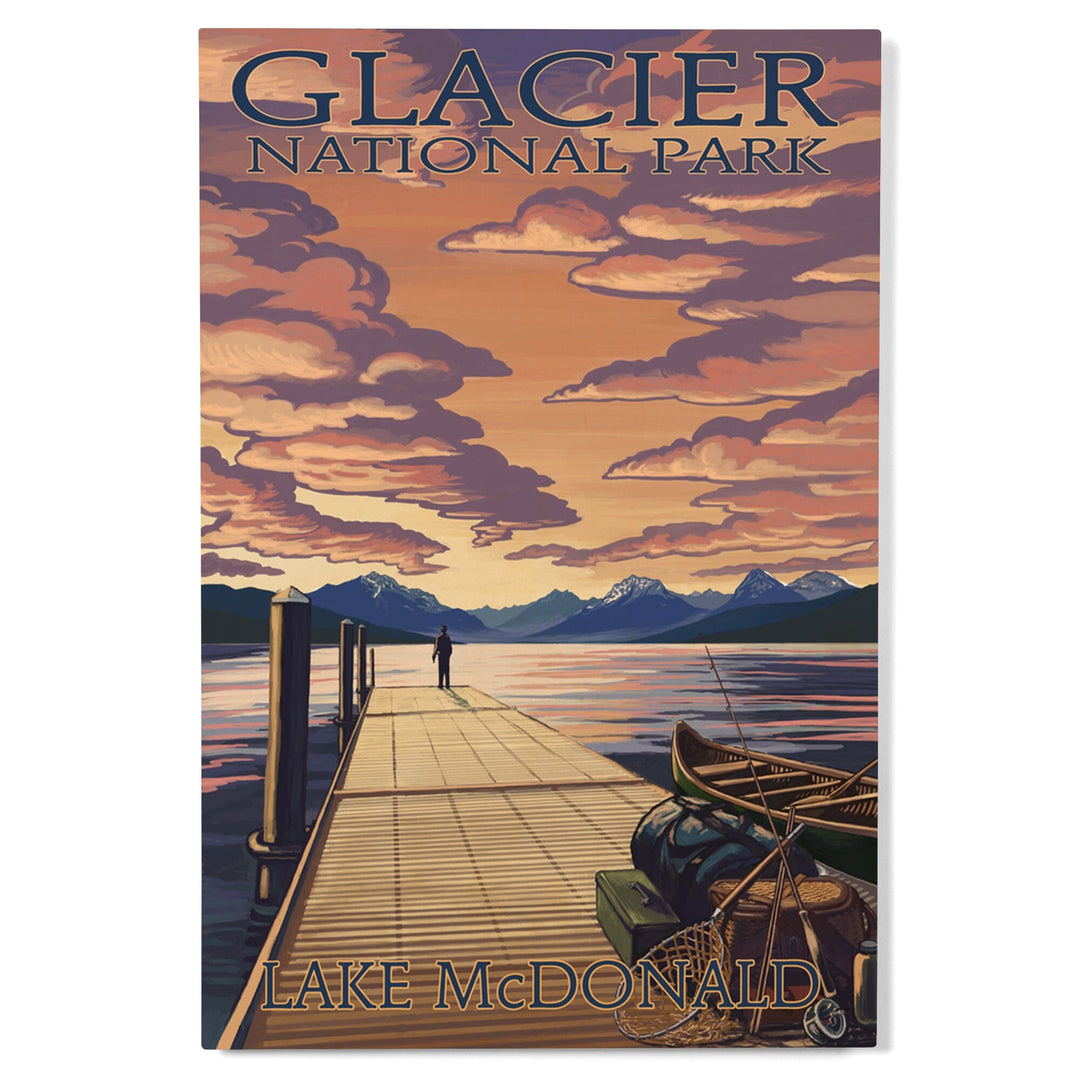 Glacier National Park, Montana, Lake McDonald, Lantern Press Artwork, Wood Signs and Postcards Wood Lantern Press 