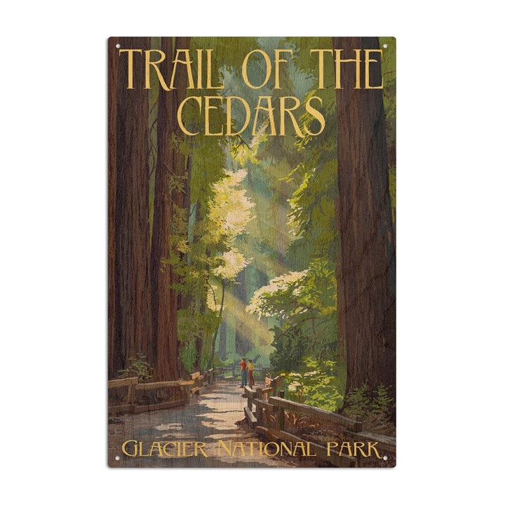 Glacier National Park, Montana, Trail of the Cedars, Lantern Press Artwork, Wood Signs and Postcards Wood Lantern Press 6x9 Wood Sign 
