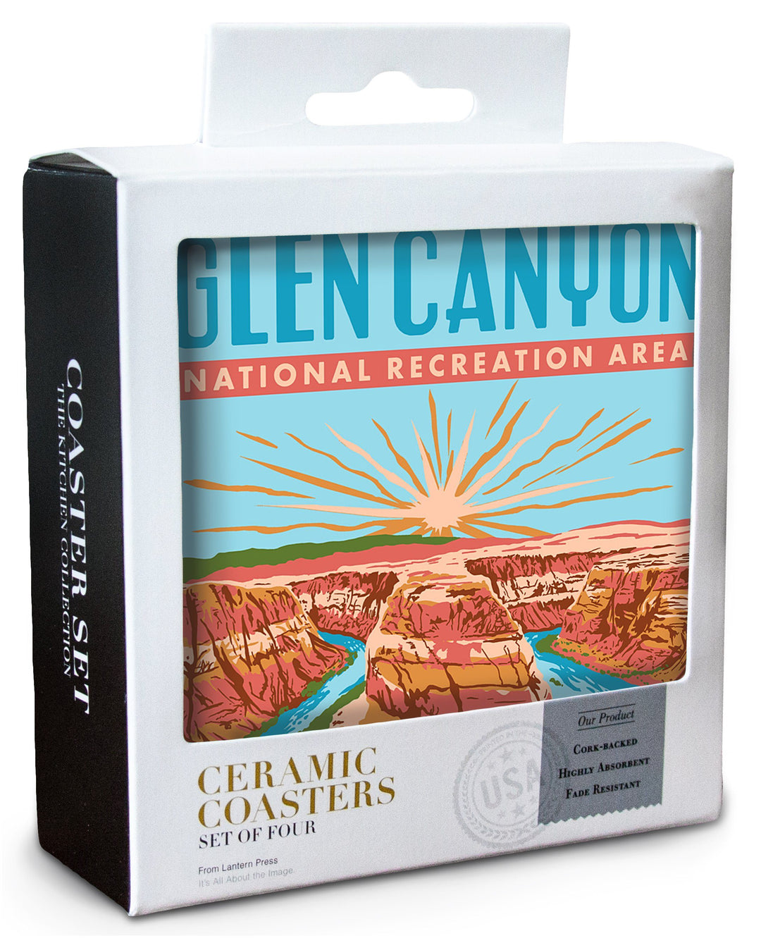 Glen Canyon National Recreation Area, Utah, Explorer Series, Horseshoe Bend, Lantern Press Artwork, Coaster Set Coasters Lantern Press 