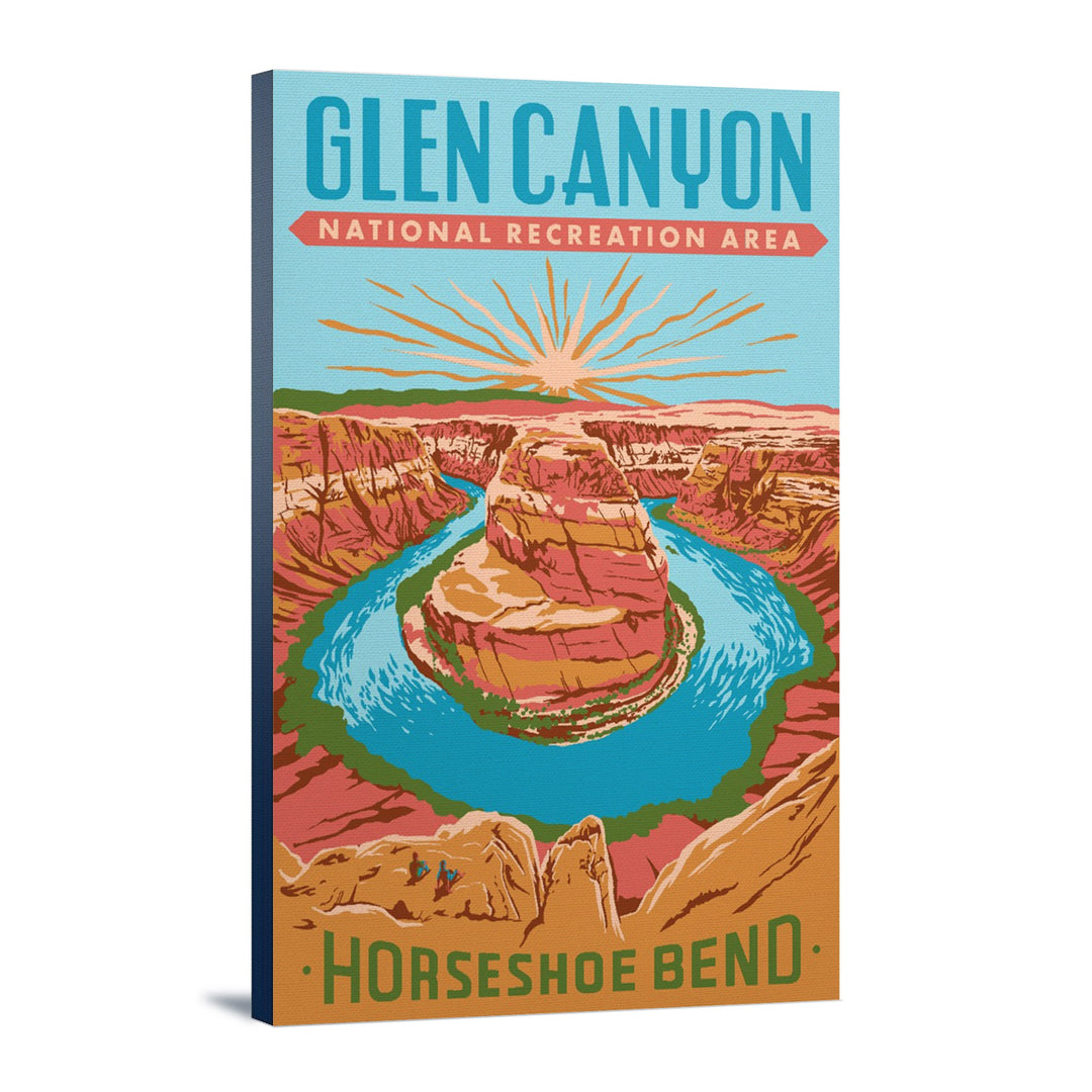 Glen Canyon National Recreation Area, Utah, Explorer Series, Horseshoe Bend, Lantern Press Artwork, Stretched Canvas Canvas Lantern Press 12x18 Stretched Canvas 