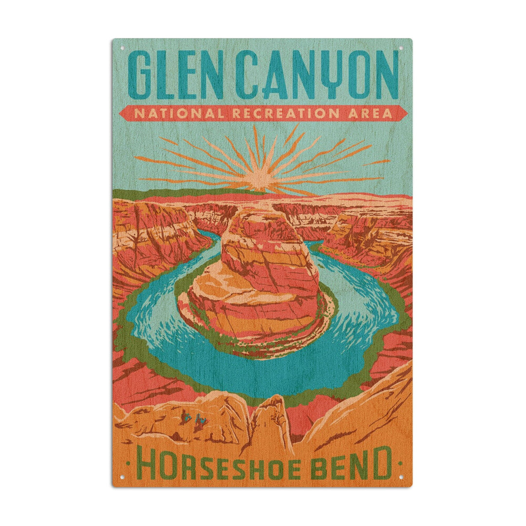 Glen Canyon National Recreation Area, Utah, Explorer Series, Horseshoe Bend, Lantern Press Artwork, Wood Signs and Postcards Wood Lantern Press 10 x 15 Wood Sign 