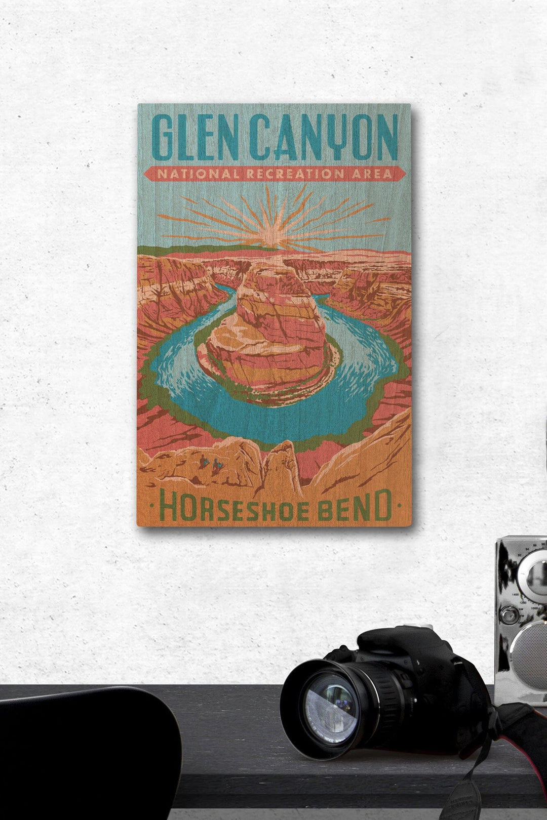 Glen Canyon National Recreation Area, Utah, Explorer Series, Horseshoe Bend, Lantern Press Artwork, Wood Signs and Postcards Wood Lantern Press 12 x 18 Wood Gallery Print 