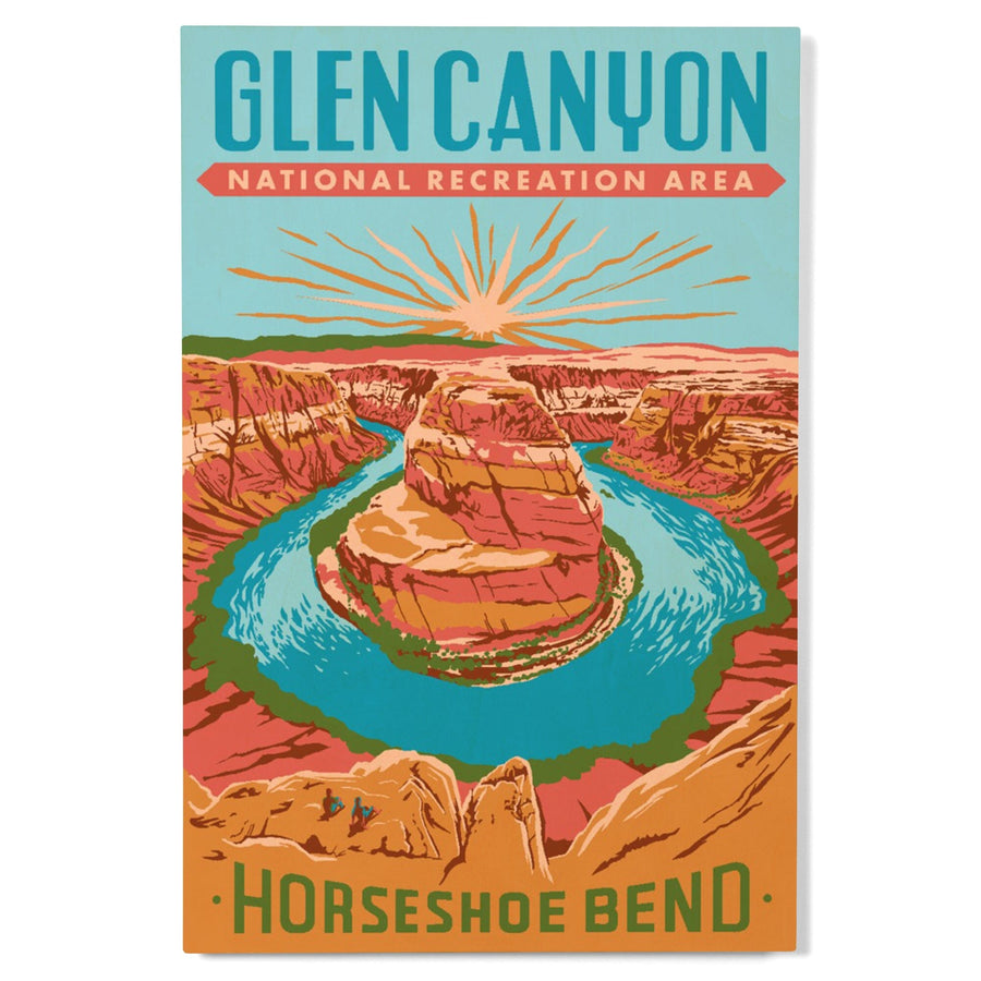 Glen Canyon National Recreation Area, Utah, Explorer Series, Horseshoe Bend, Lantern Press Artwork, Wood Signs and Postcards Wood Lantern Press 