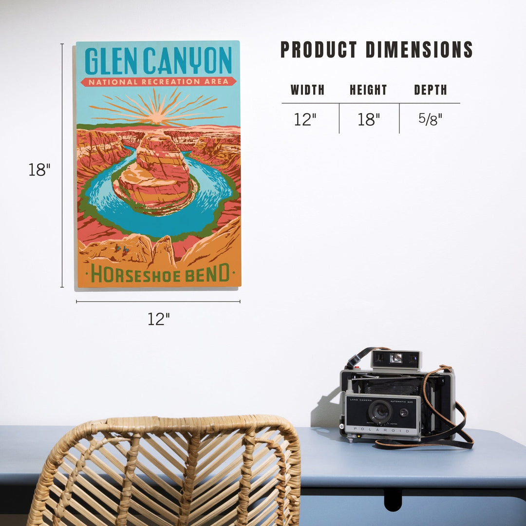 Glen Canyon National Recreation Area, Utah, Explorer Series, Horseshoe Bend, Lantern Press Artwork, Wood Signs and Postcards Wood Lantern Press 