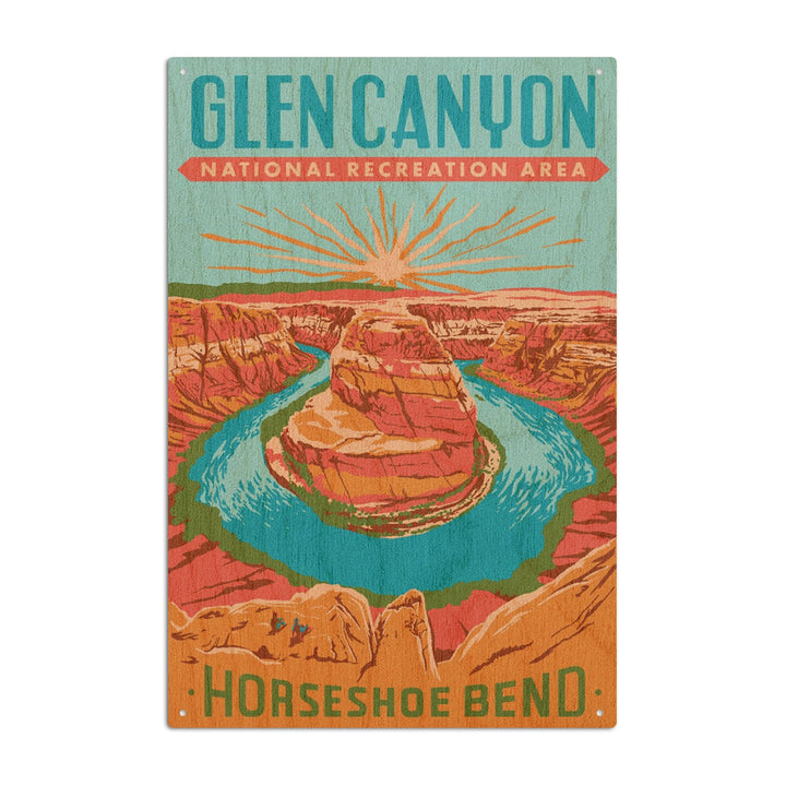 Glen Canyon National Recreation Area, Utah, Explorer Series, Horseshoe Bend, Lantern Press Artwork, Wood Signs and Postcards Wood Lantern Press 6x9 Wood Sign 