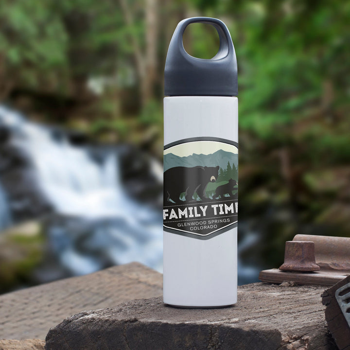 Glenwood Springs, Colorado, Family Time, Black Bear and Cub, Contour Sticker Lantern Press 