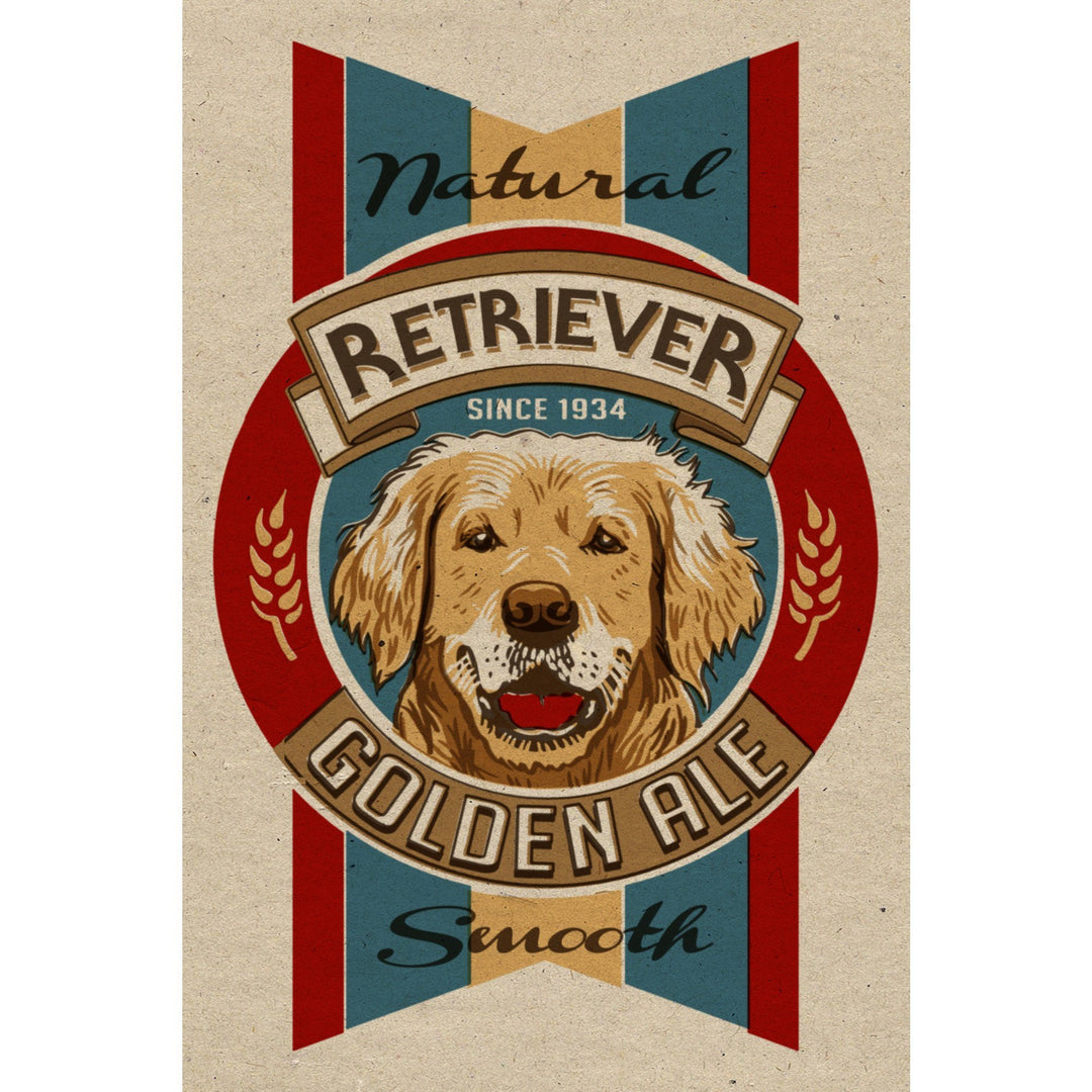 Golden Retriever Ale, Retro Beer Ad, Lantern Press Artwork, Stretched Canvas Canvas Lantern Press 