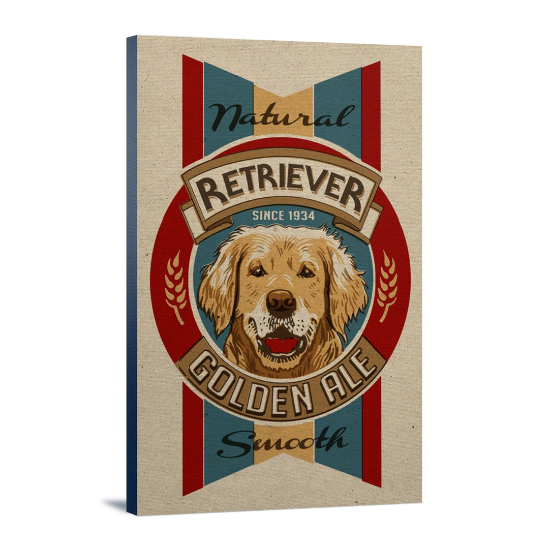 Golden Retriever Ale, Retro Beer Ad, Lantern Press Artwork, Stretched Canvas Canvas Lantern Press 