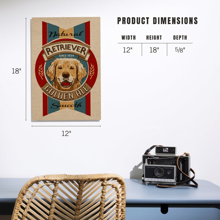 Golden Retriever Ale, Retro Beer Ad, Lantern Press Artwork, Wood Signs and Postcards Wood Lantern Press 