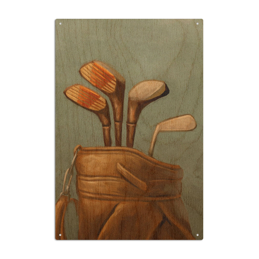 Golf Clubs, Oil Painting, Lantern Press Artwork, Wood Signs and Postcards Wood Lantern Press 10 x 15 Wood Sign 
