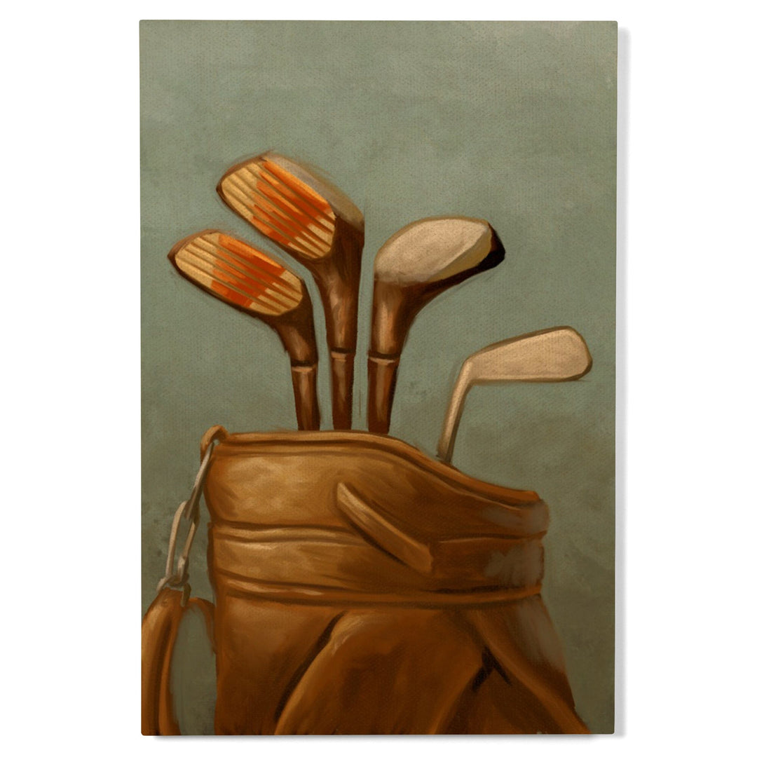 Golf Clubs, Oil Painting, Lantern Press Artwork, Wood Signs and Postcards Wood Lantern Press 