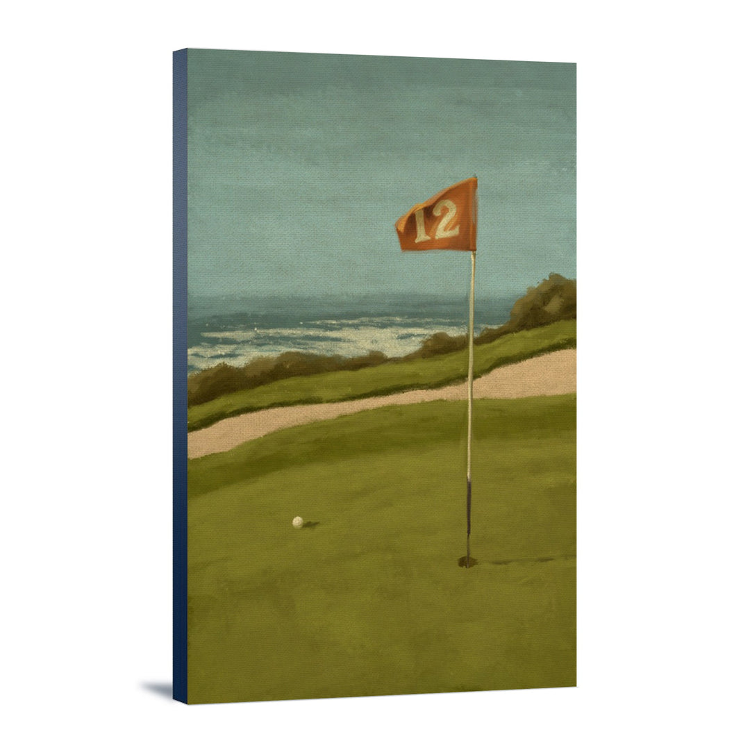 Golf Green, Oil Painting, Lantern Press Artwork, Stretched Canvas Canvas Lantern Press 16x24 Stretched Canvas 