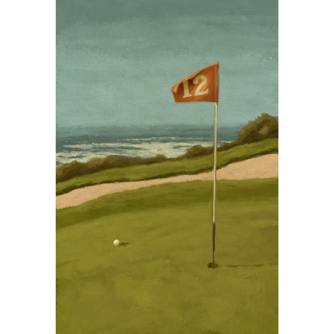 Golf Green - Oil Painting - Lantern Press Artwork (12x18 Gallery Wrapped Stretched Canvas), Size: 12x18 Stretched Canvas