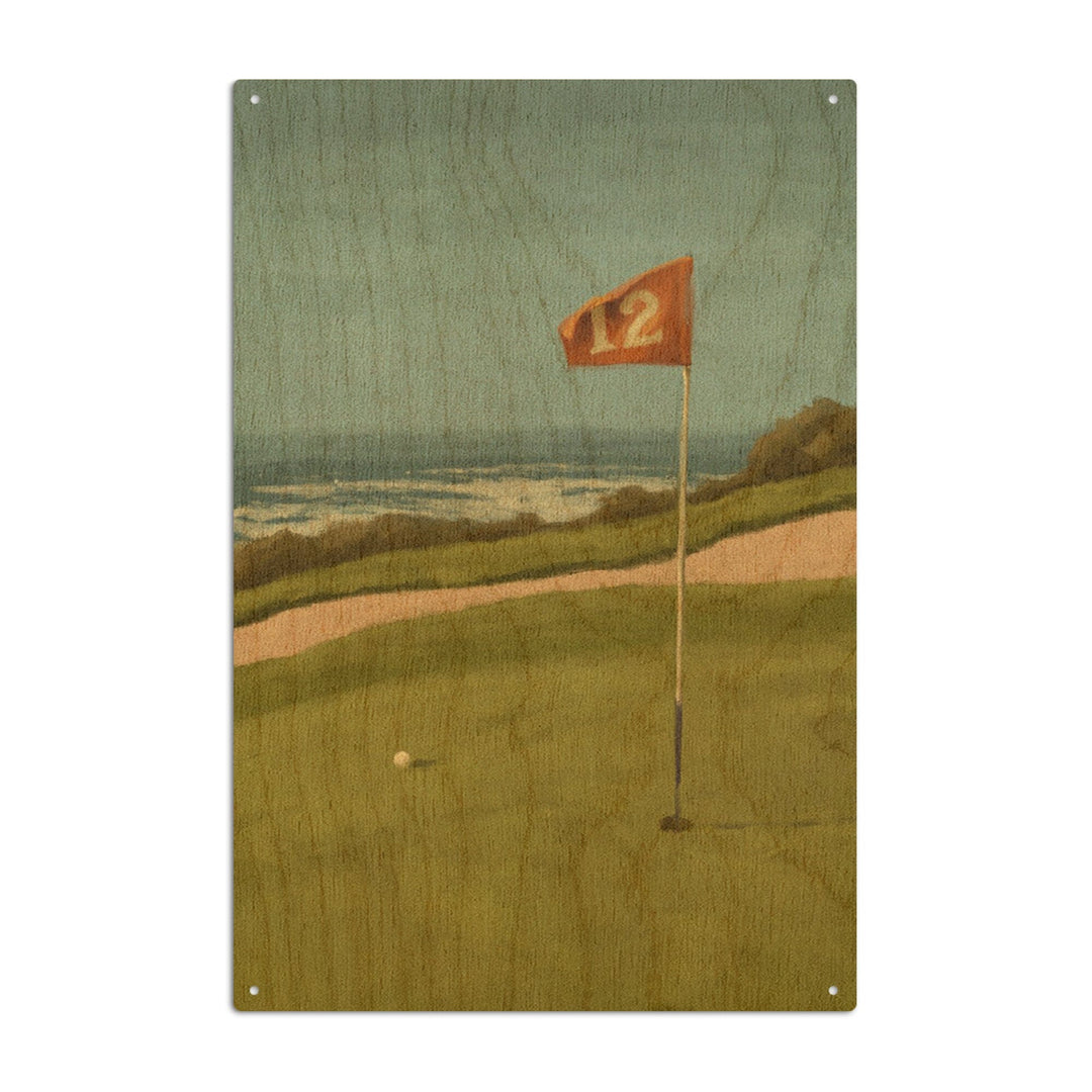 Golf Green, Oil Painting, Lantern Press Artwork, Wood Signs and Postcards Wood Lantern Press 10 x 15 Wood Sign 