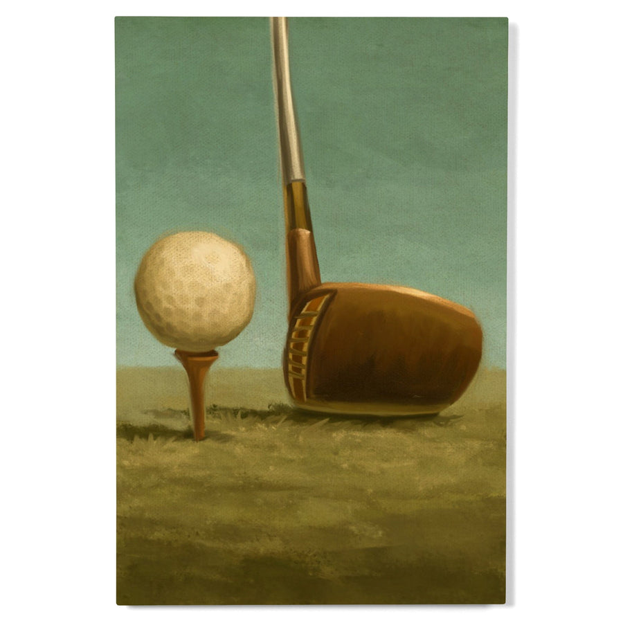 Golf, Tee & Club, Oil Painting, Lantern Press Artwork, Wood Signs and Postcards Wood Lantern Press 