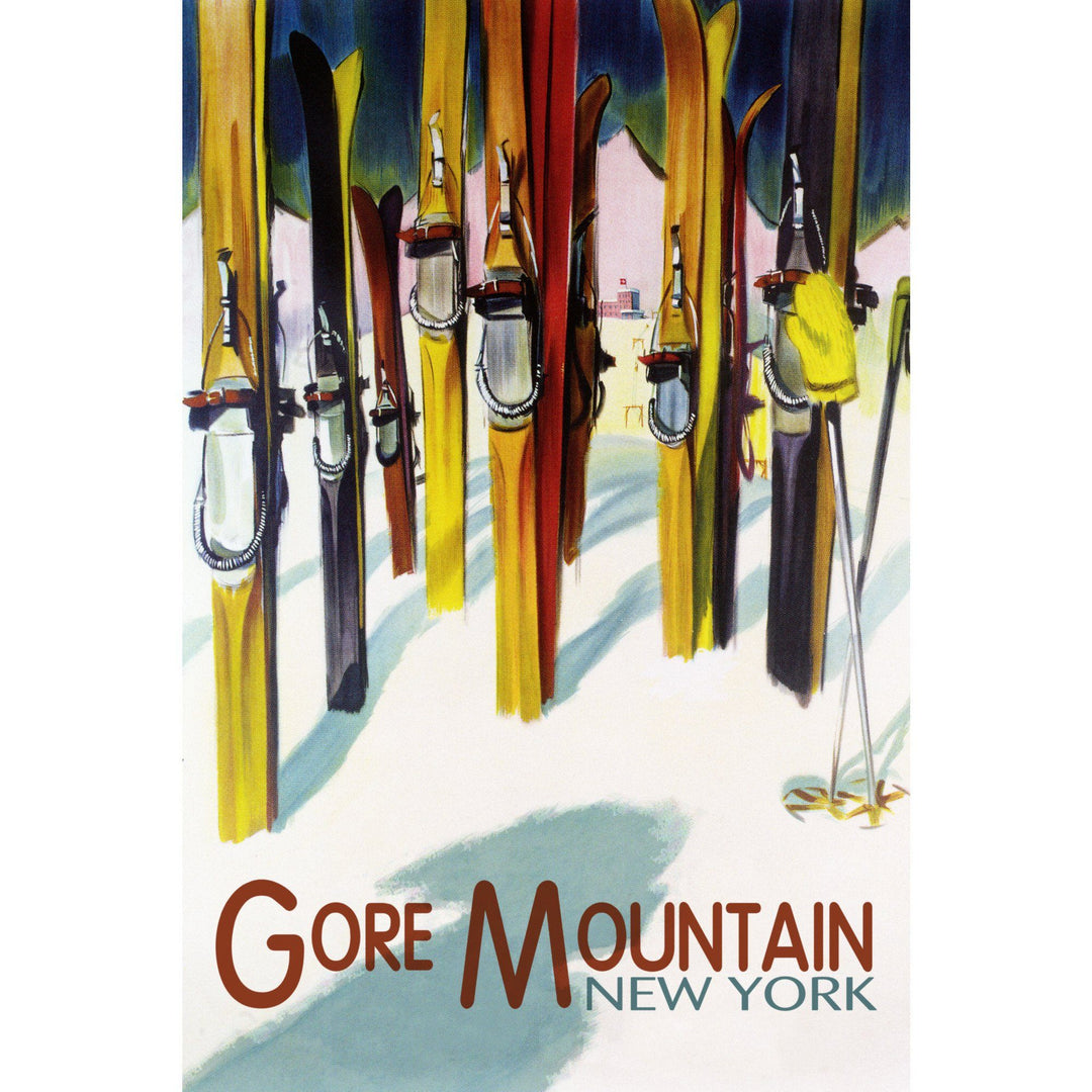 Gore Mountain, New York, Colorful Skis, Lantern Press Artwork, Ceramic Mug Mugs Lantern Press 