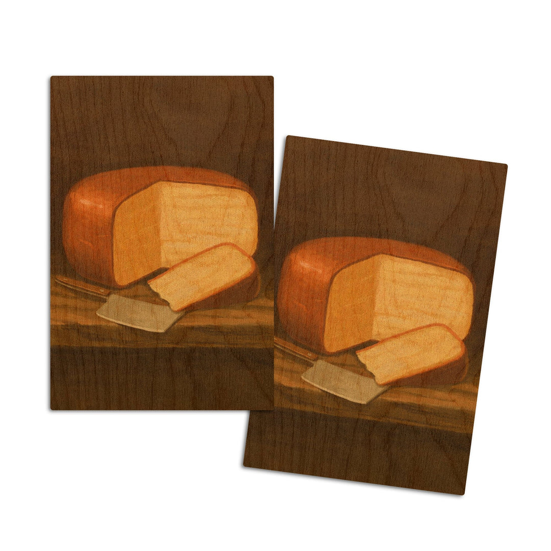 Gouda Cheese, Oil Painting, Lantern Press Artwork, Wood Signs and Postcards Wood Lantern Press 4x6 Wood Postcard Set 