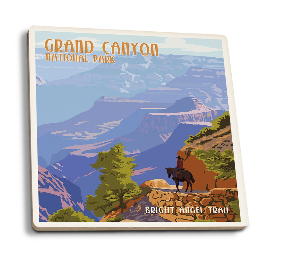 Grand Canyon National Park, Arizona, Bright Angel Trail, Lantern Press Artwork, Coaster Set Coasters Lantern Press 