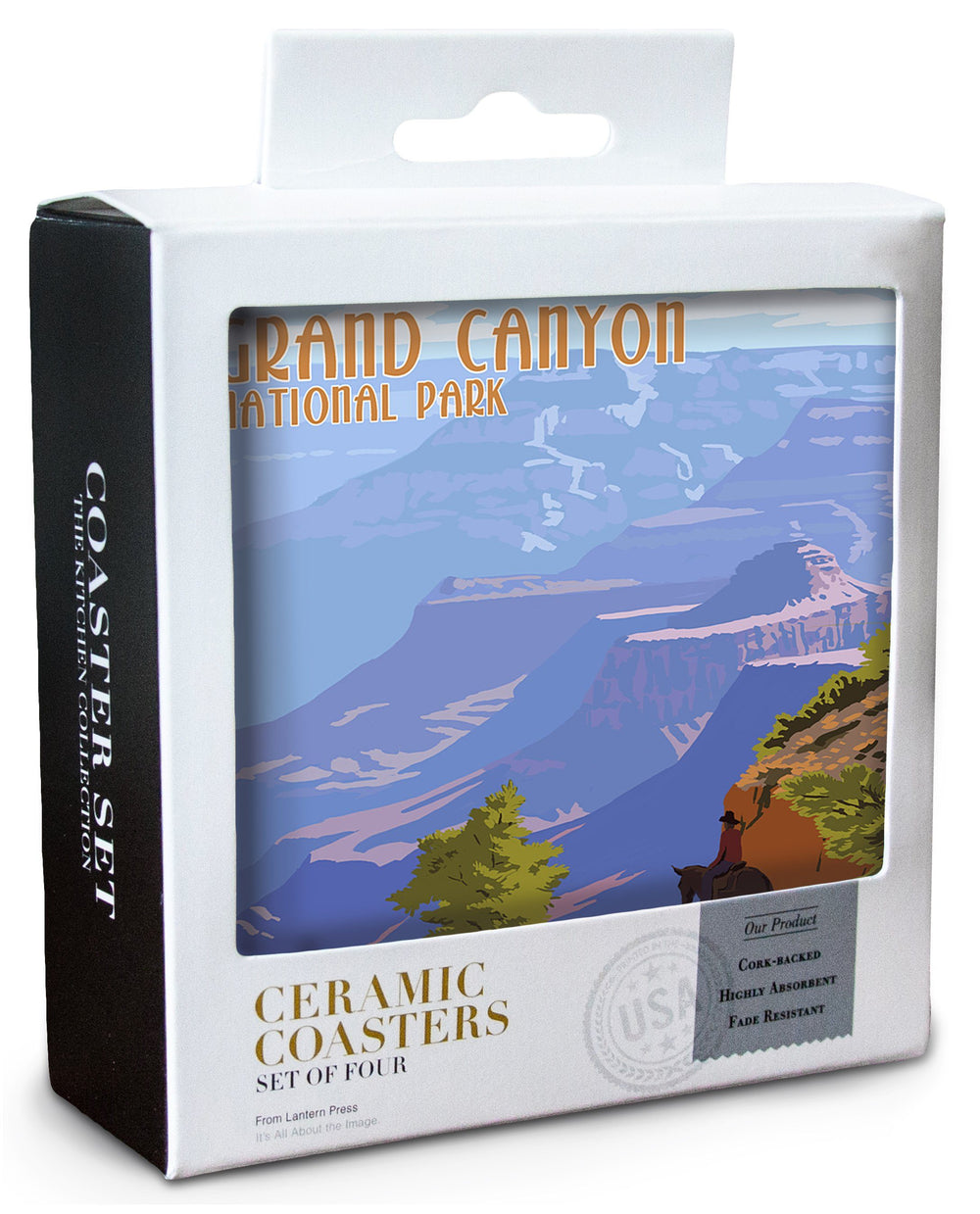 Grand Canyon National Park, Arizona, Bright Angel Trail, Lantern Press Artwork, Coaster Set Coasters Lantern Press 