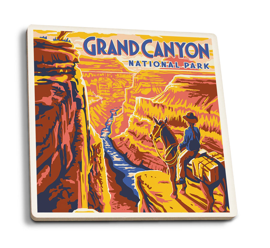 Grand Canyon National Park, Arizona, Explorer Series, Grand Canyon, Lantern Press Artwork, Coaster Set Coasters Lantern Press 