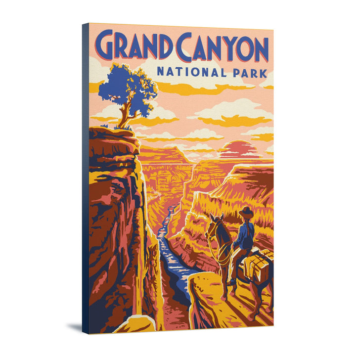 Grand Canyon National Park, Arizona, Explorer Series, Grand Canyon, Lantern Press Artwork, Stretched Canvas Canvas Lantern Press 12x18 Stretched Canvas 