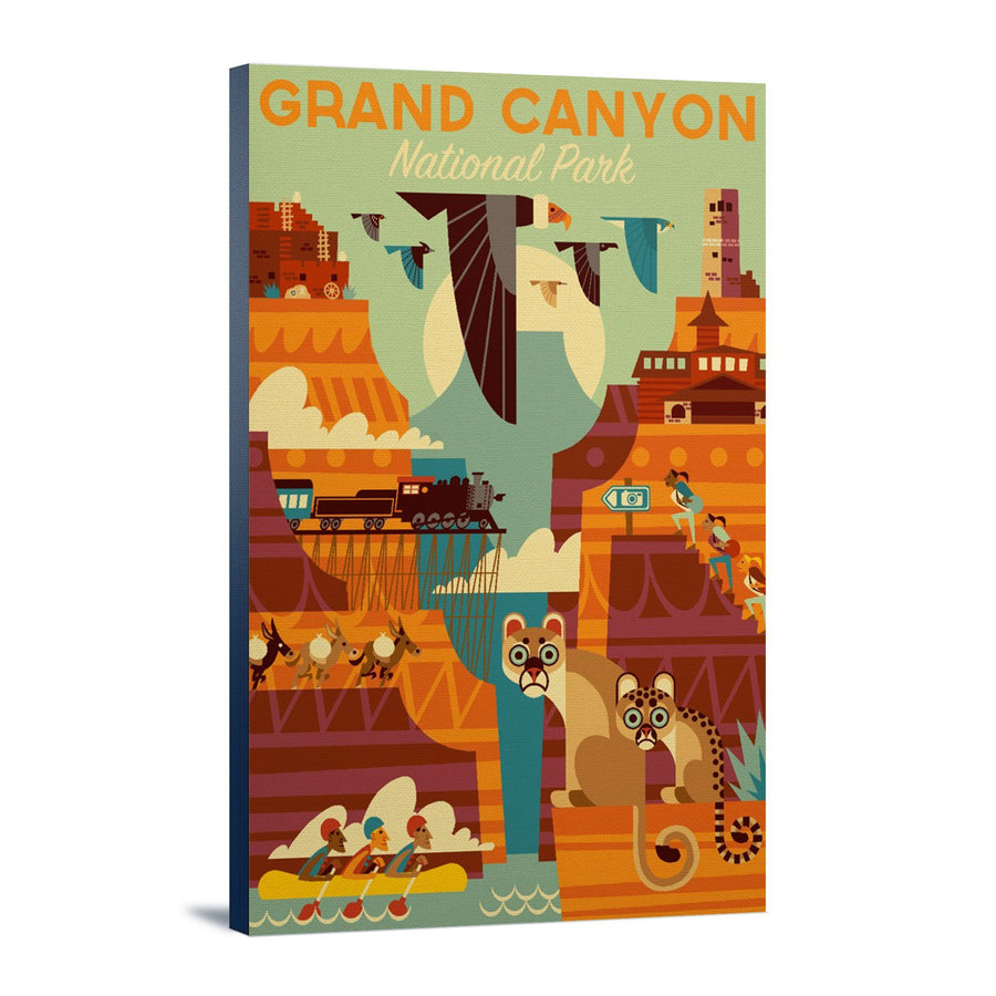 Grand Canyon National Park, Arizona, Geometric National Park Series, Lantern Press Artwork, Stretched Canvas Canvas Lantern Press 
