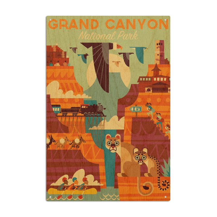 Grand Canyon National Park, Arizona, Geometric National Park Series, Lantern Press Artwork, Wood Signs and Postcards Wood Lantern Press 10 x 15 Wood Sign 