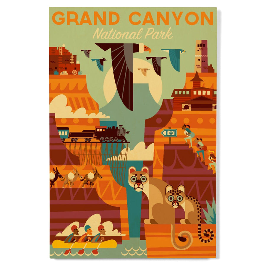 Grand Canyon National Park, Arizona, Geometric National Park Series, Lantern Press Artwork, Wood Signs and Postcards Wood Lantern Press 
