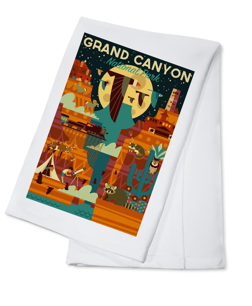 Grand Canyon National Park, Arizona, Geometric National Park Series (night), Lantern Press Artwork, Towels and Aprons Kitchen Lantern Press Cotton Towel 
