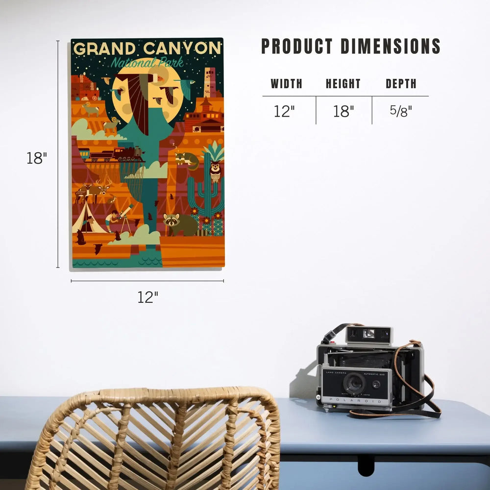 Grand Canyon National Park, Arizona, Geometric National Park Series (night), Lantern Press Artwork, Wood Signs and Postcards - Lantern Press