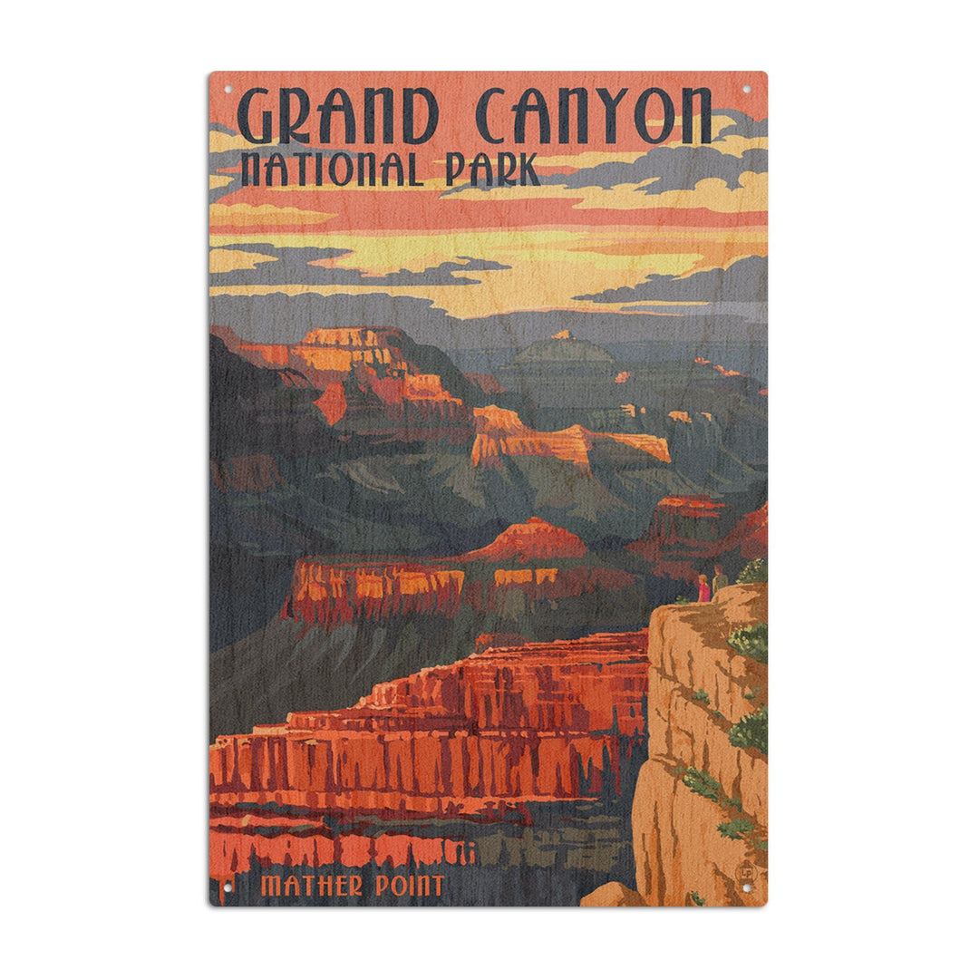 Grand Canyon National Park, Arizona, Mather Point, Lantern Press Artwork, Wood Signs and Postcards Wood Lantern Press 10 x 15 Wood Sign 