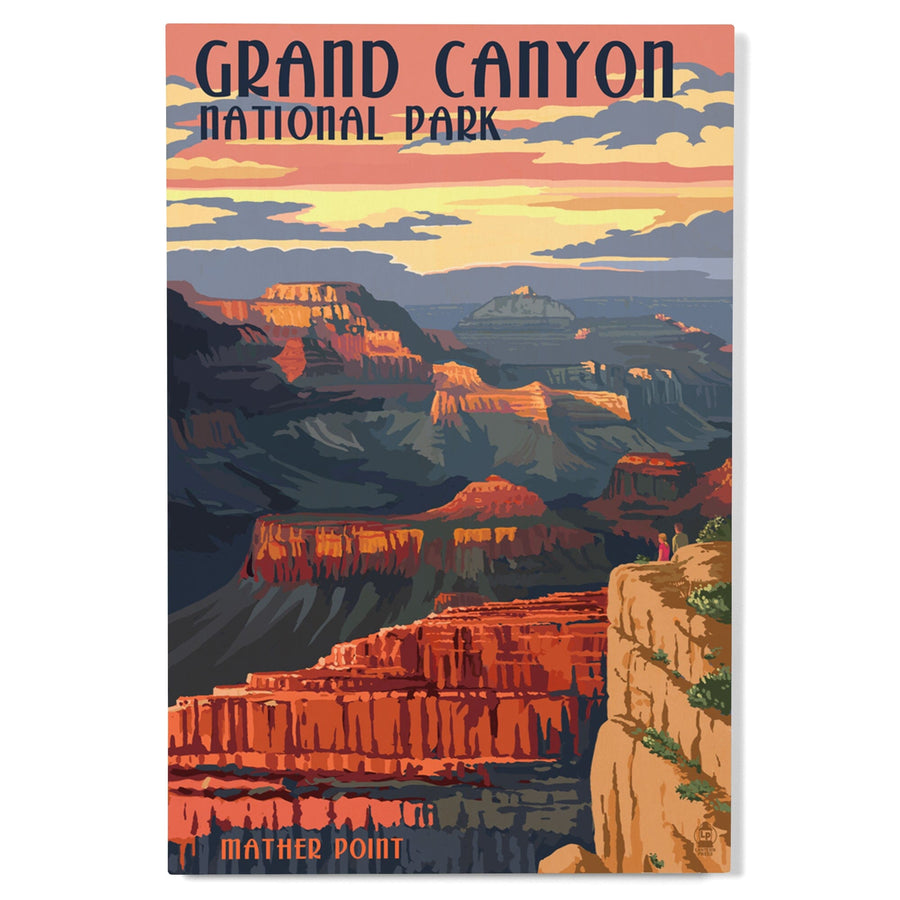 Grand Canyon National Park, Arizona, Mather Point, Lantern Press Artwork, Wood Signs and Postcards Wood Lantern Press 