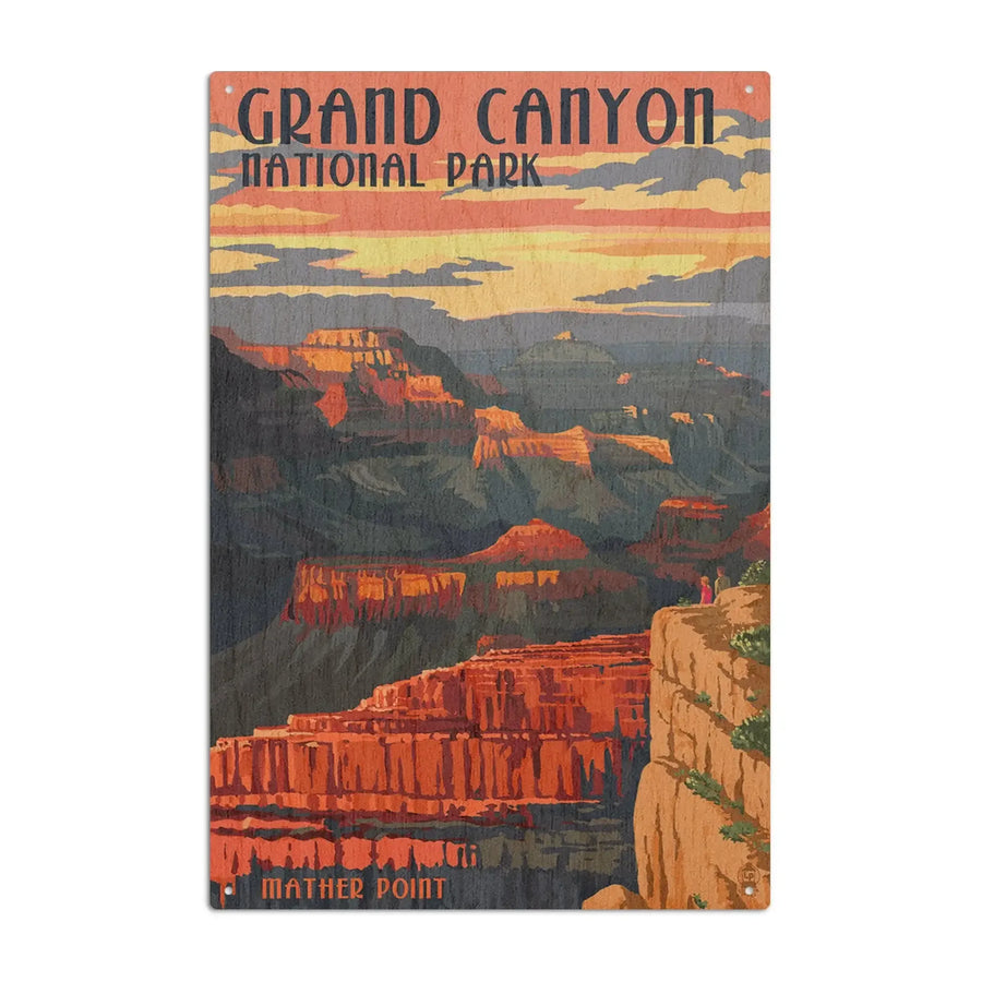 Grand Canyon National Park, Arizona, Mather Point, Lantern Press Artwork, Wood Signs and Postcards - Lantern Press