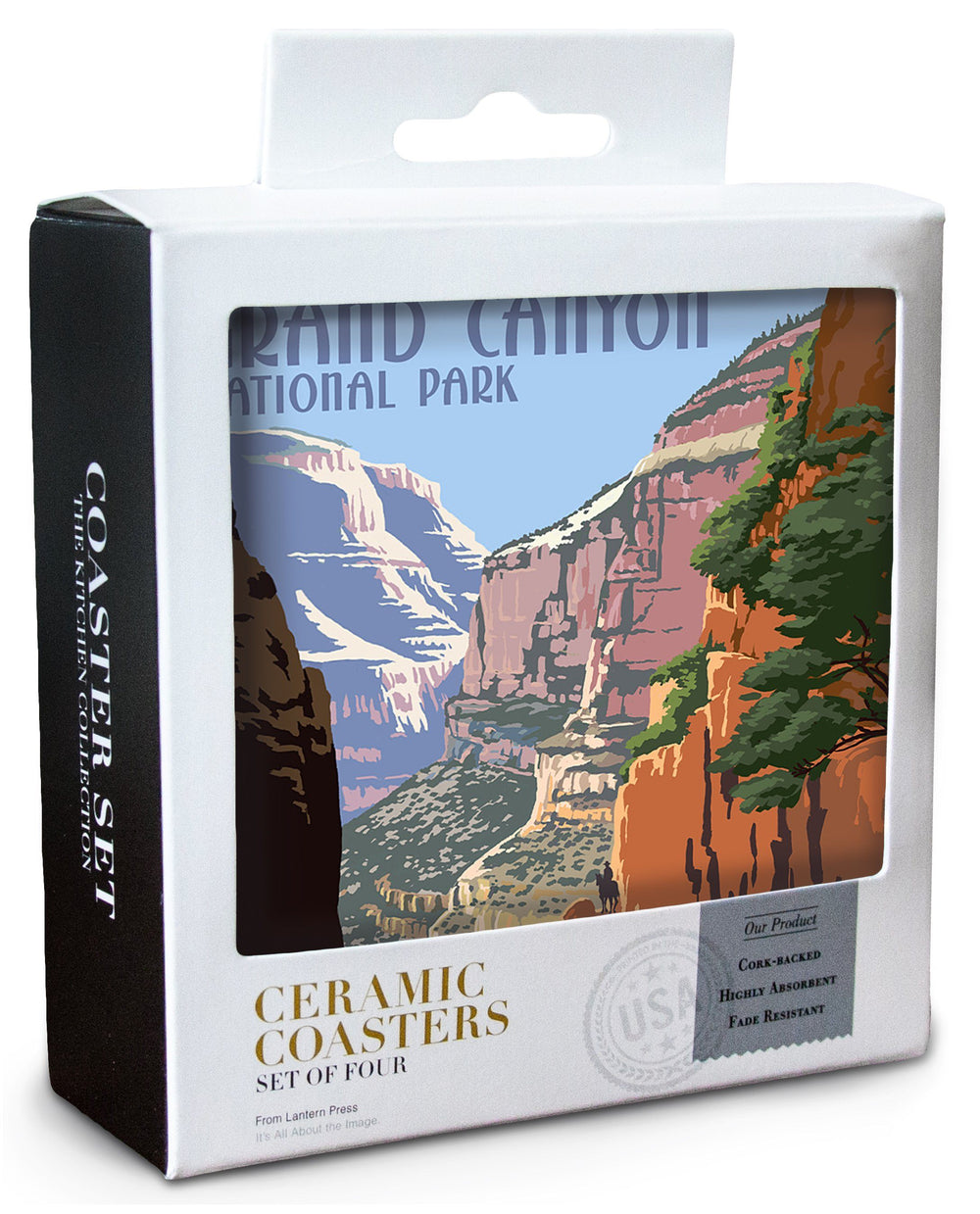 Grand Canyon National Park, Arizona, North Kaibab Trail, Lantern Press Artwork, Coaster Set Coasters Lantern Press 