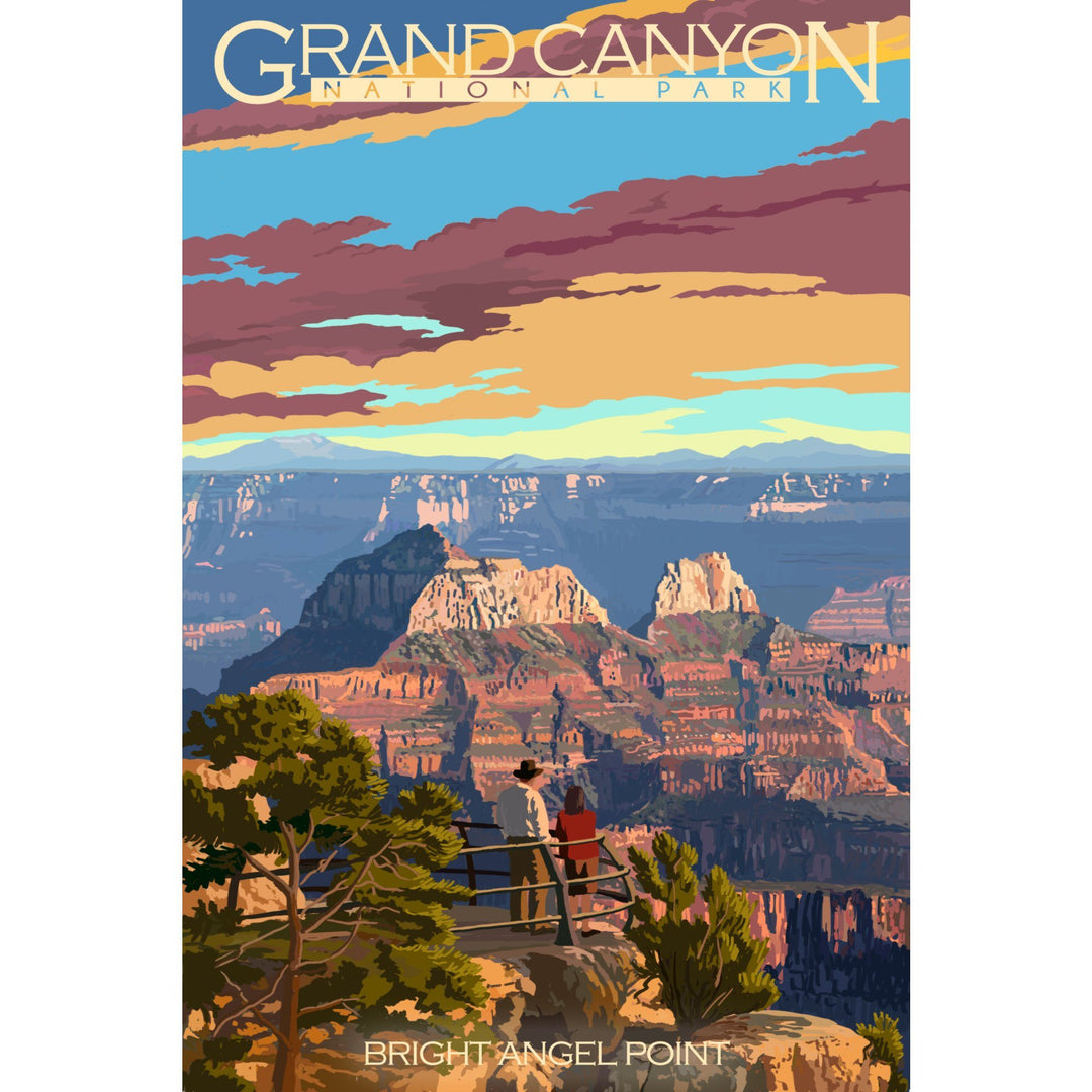 Grand Canyon National Park, Arizona, Painterly Series, Bright Angel Point, Lantern Press Artwork, Stretched Canvas Canvas Lantern Press 