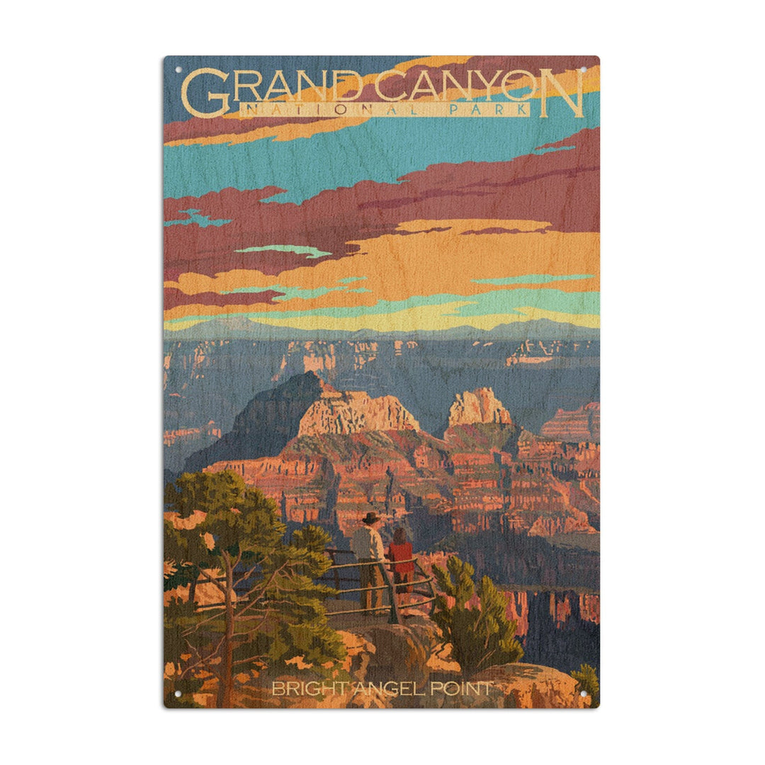 Grand Canyon National Park, Arizona, Painterly Series, Bright Angel Point, Lantern Press Artwork, Wood Signs and Postcards Wood Lantern Press 10 x 15 Wood Sign 