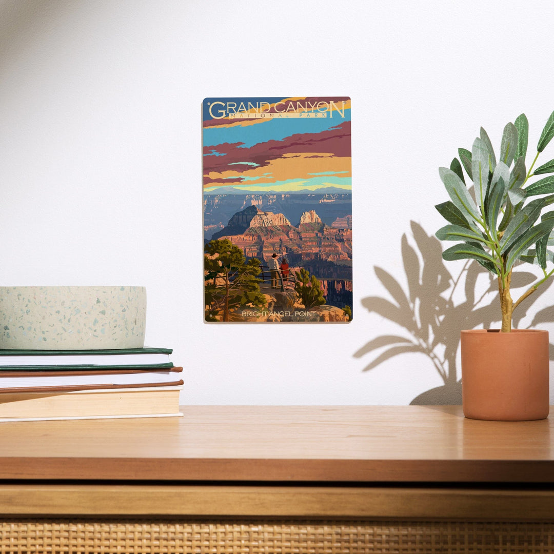 Grand Canyon National Park, Arizona, Painterly Series, Bright Angel Point, Lantern Press Artwork, Wood Signs and Postcards Wood Lantern Press 