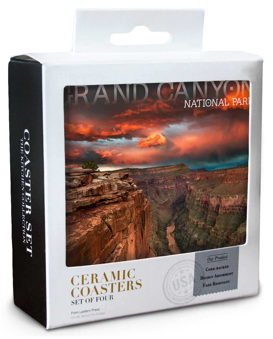 Grand Canyon National Park, Arizona, Red Sky, Lantern Press Photography, Coaster Set Coasters Lantern Press 