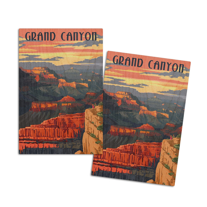 Grand Canyon National Park, Arizona, Sunset View, Lantern Press Artwork, Wood Signs and Postcards Wood Lantern Press 4x6 Wood Postcard Set 
