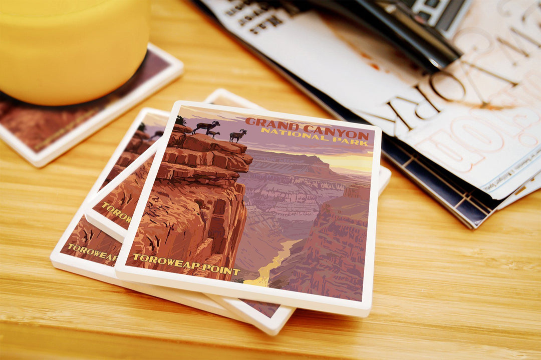 Grand Canyon National Park, Arizona, Toroweap Point, Lantern Press Artwork, Coaster Set Coasters Lantern Press 