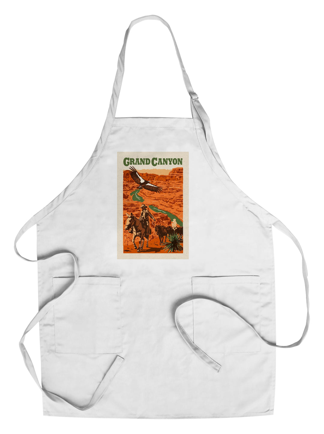 Grand Canyon National Park, Arizona, Woodblock, Lantern Press Artwork, Towels and Aprons Kitchen Lantern Press Chef's Apron 